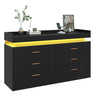 Modern 6 Drawer Wooden Dresser With LED Light - Omega Lifestyles
