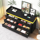 Modern 6 Drawer Wooden Dresser With LED Light - Omega Lifestyles