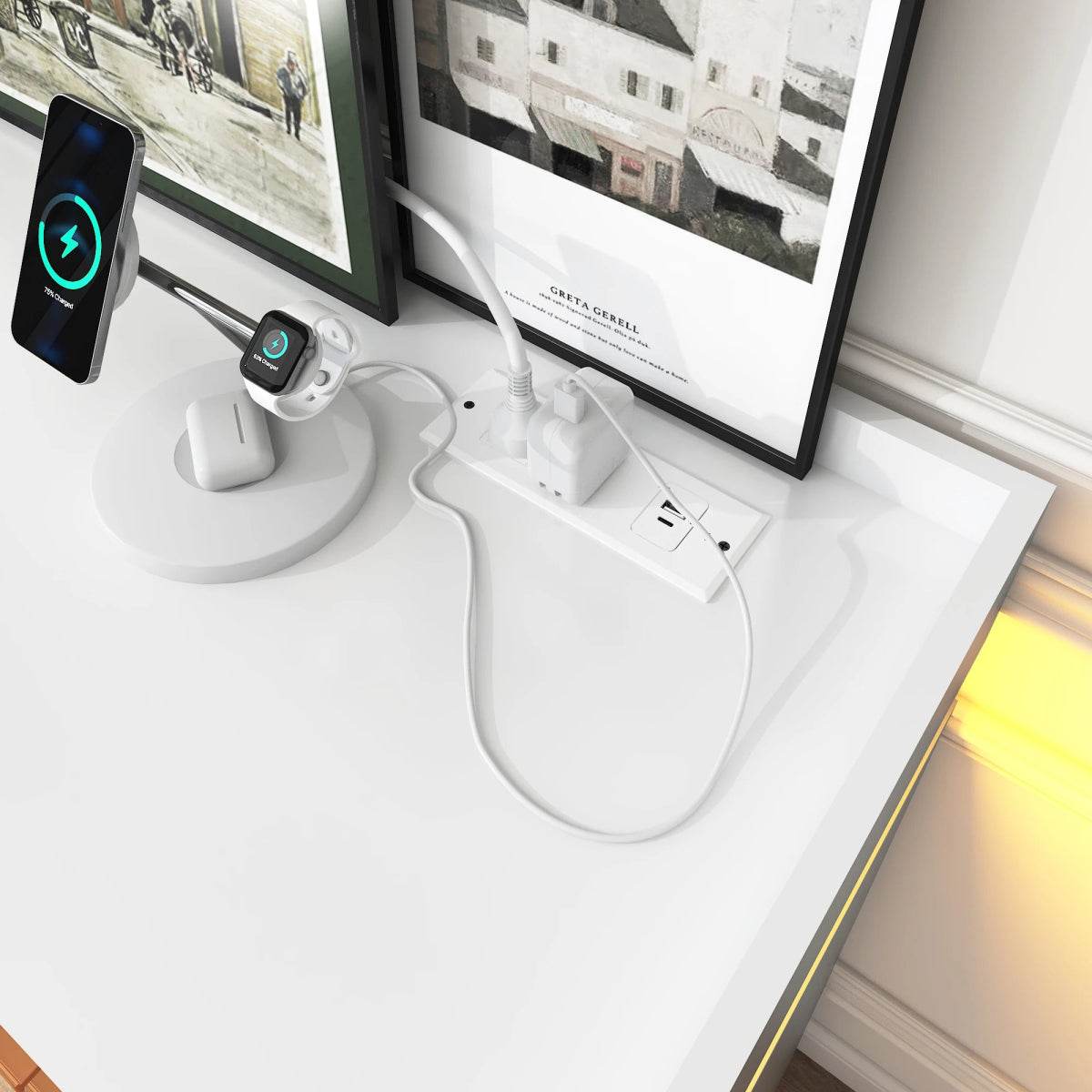 Modern 6 Drawer Wooden Dresser With LED Light - Omega Lifestyles