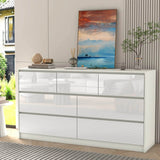 Modern 7-Drawer High Gloss Wood Dresser Chest - Omega Lifestyles