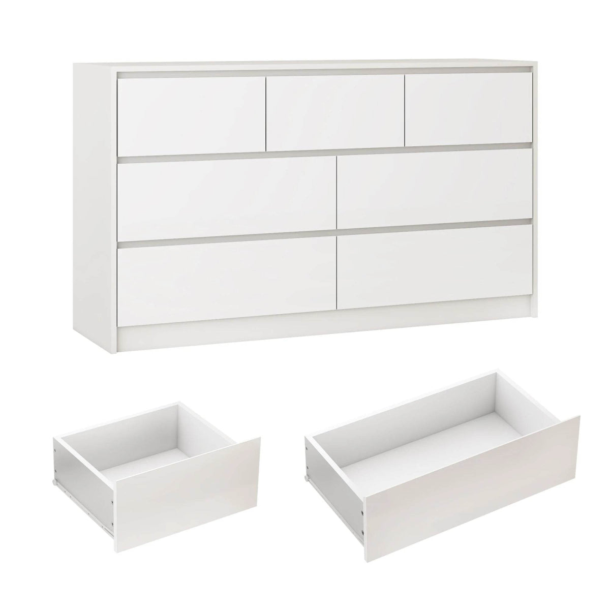 Modern 7-Drawer High Gloss Wood Dresser Chest - Omega Lifestyles