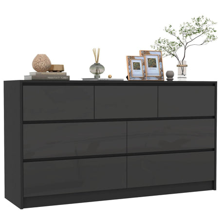 Modern 7-Drawer High Gloss Wood Dresser Chest - Omega Lifestyles