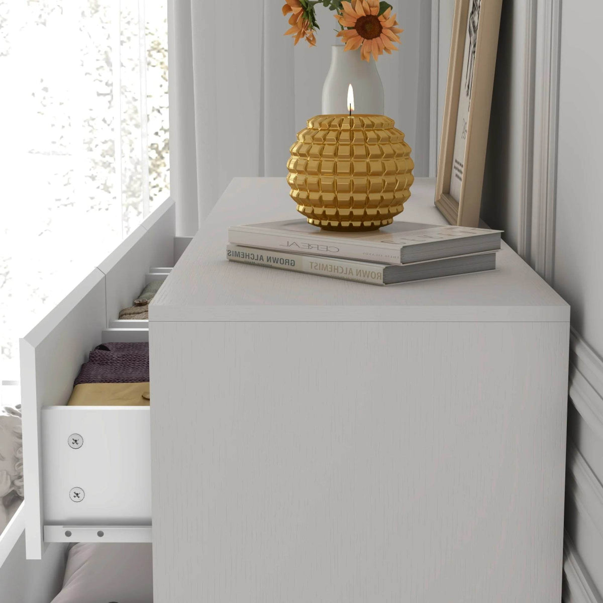 Modern 7-Drawer High Gloss Wood Dresser Chest - Omega Lifestyles