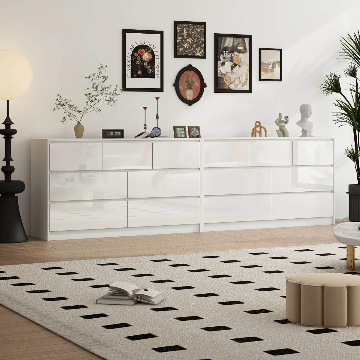 Modern 7-Drawer High Gloss Wood Dresser Chest - Omega Lifestyles