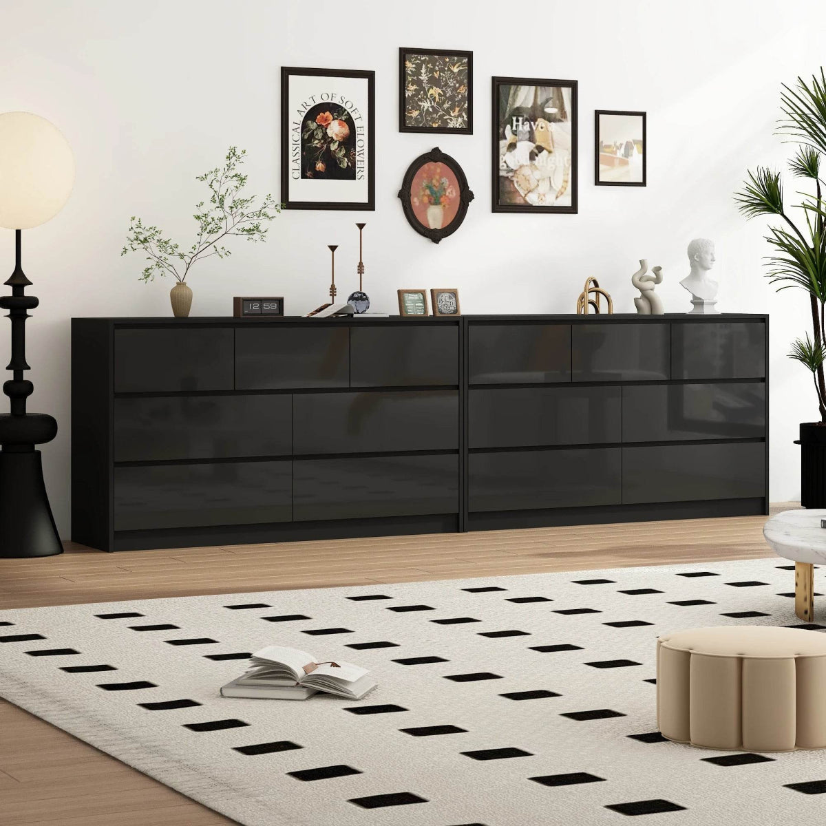 Modern 7-Drawer High Gloss Wood Dresser Chest - Omega Lifestyles