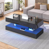Modern LED Coffee Table With Storage Drawers - Omega Lifestyles