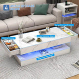Modern LED Coffee Table With Storage Drawers - Omega Lifestyles