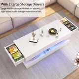Modern LED Coffee Table With Storage Drawers - Omega Lifestyles