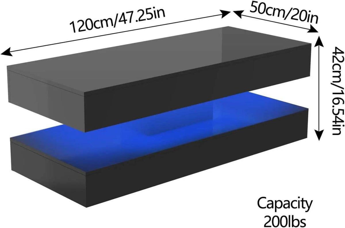 Modern LED Coffee Table With Storage Drawers - Omega Lifestyles