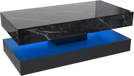 Modern LED Coffee Table With Storage Drawers - Omega Lifestyles