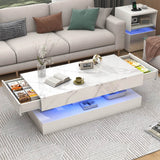 Modern LED Coffee Table With Storage Drawers - Omega Lifestyles