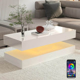 Modern LED Coffee Table With Storage Drawers - Omega Lifestyles