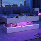 Modern LED Coffee Table With Storage Drawers - Omega Lifestyles