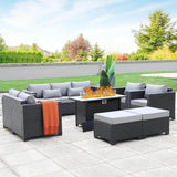 7-Piece Outdoor Wicker Furniture Set With Fire Pit Table - Omega Lifestyles