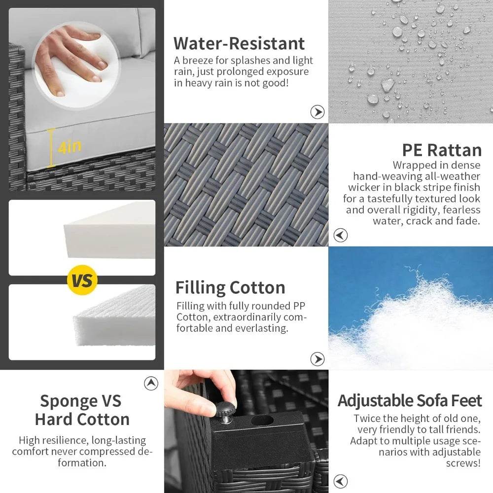 7-Piece Outdoor Wicker Furniture Set With Fire Pit Table - Omega Lifestyles