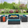 7-Piece Outdoor Wicker Furniture Set With Fire Pit Table - Omega Lifestyles