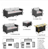 7-Piece Outdoor Wicker Furniture Set With Fire Pit Table - Omega Lifestyles