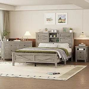 3-Piece Farmhouse Bedroom Set With Storage - Omega Lifestyles