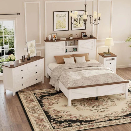 3-Piece Farmhouse Bedroom Set With Storage - Omega Lifestyles