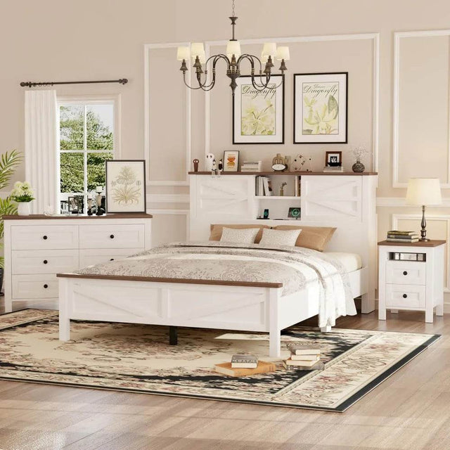 3-Piece Farmhouse Bedroom Set With Storage - Omega Lifestyles