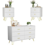 3-Piece White Modern Bedroom Dresser And Nightstand Set - Omega Lifestyles