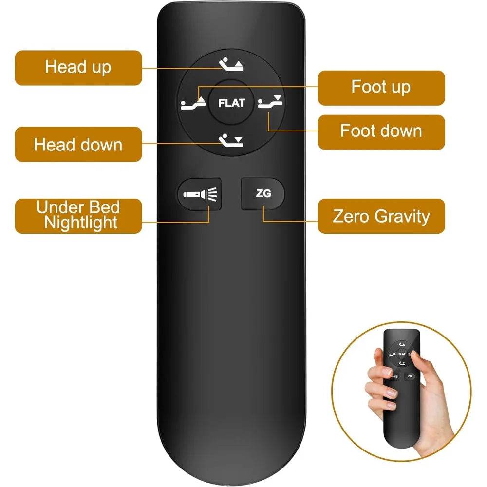 Adjustable Fabric Covered Bed Frame With Wireless Remote - Omega Lifestyles