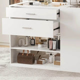 Modern Engineered Wood And Glass Storage Dresser Island - Omega Lifestyles