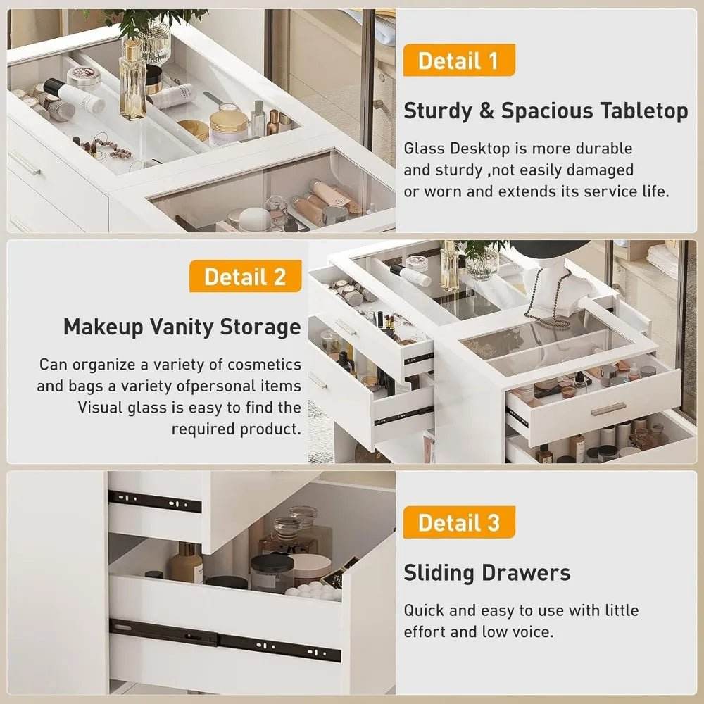 Modern Engineered Wood And Glass Storage Dresser Island - Omega Lifestyles