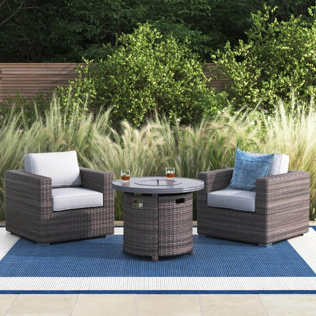 3 - Piece Modern Rattan Patio Sofa Set With Cushions - Reposea - Omega Lifestyles