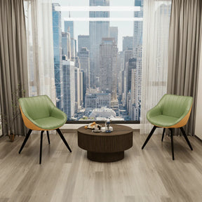 3-Piece Modern Round MDF Coffee Table And PU Chairs Set - Omega Lifestyles