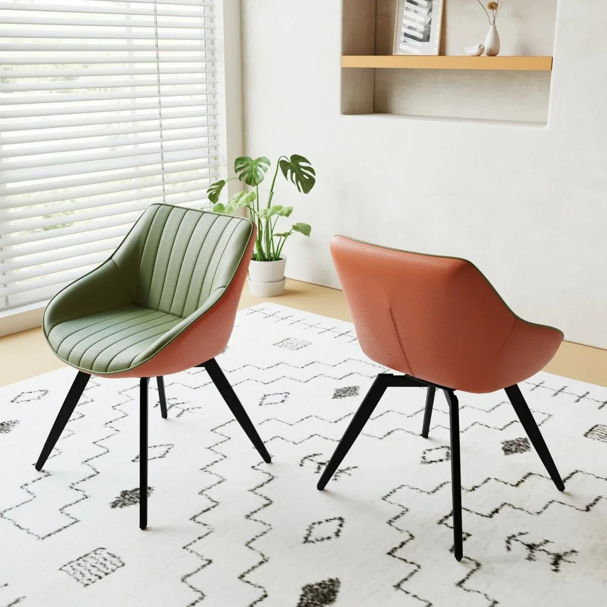 3-Piece Modern Round MDF Coffee Table And PU Chairs Set - Omega Lifestyles