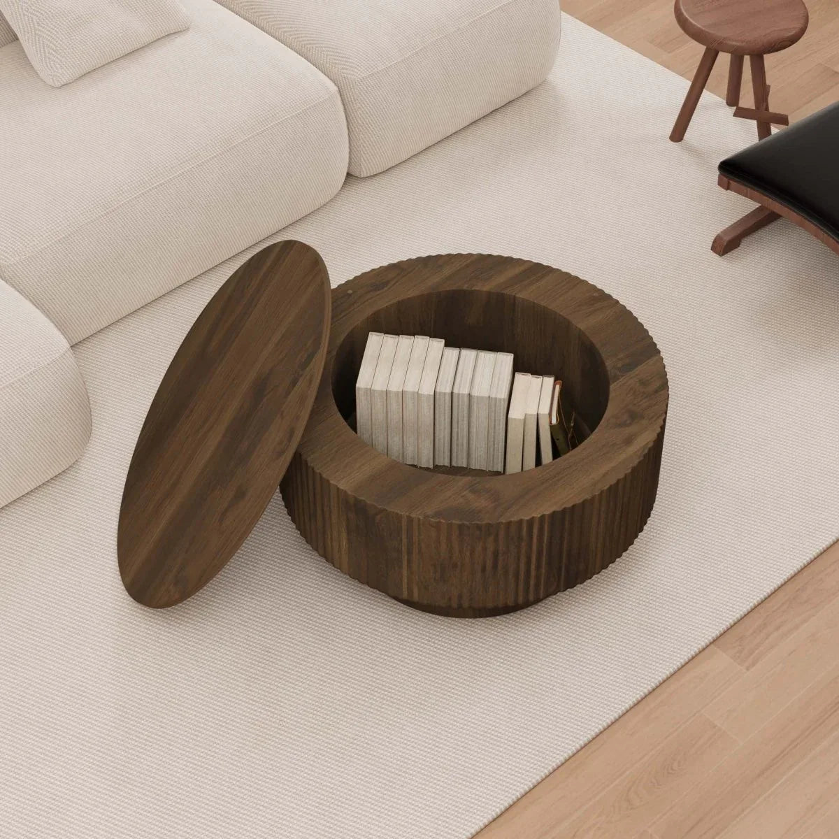 3-Piece Modern Round MDF Coffee Table And PU Chairs Set - Omega Lifestyles