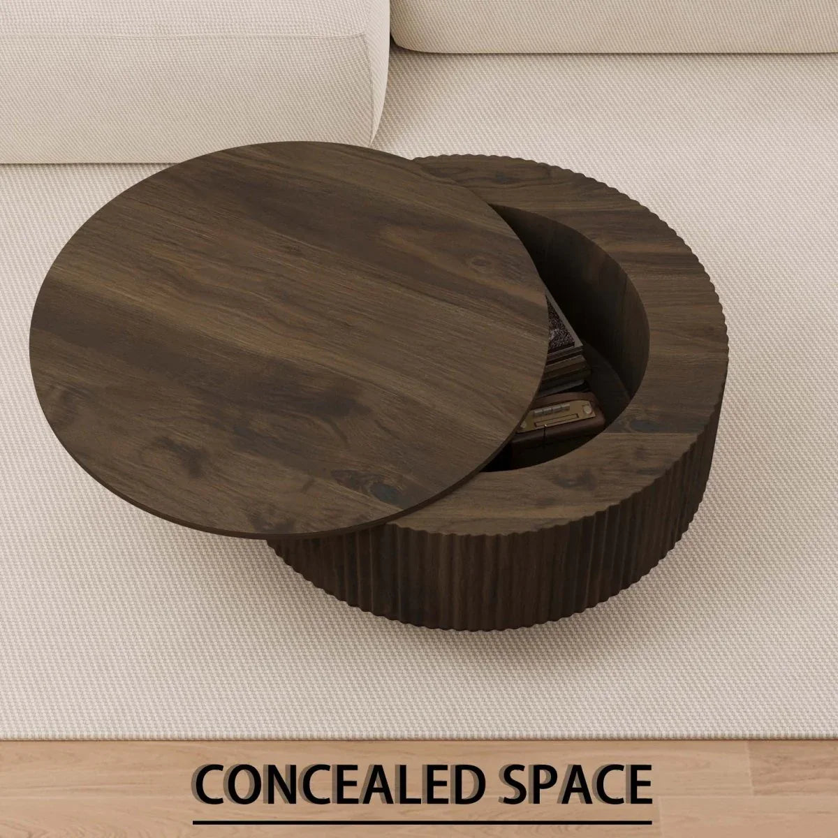 3-Piece Modern Round MDF Coffee Table And PU Chairs Set - Omega Lifestyles
