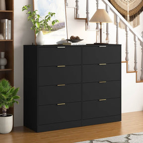 8-Drawer Black Particle Board Wood Dresser - Omega Lifestyles