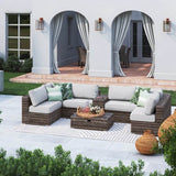 8 - Piece Outdoor Wicker Seating Group With Cushions - Reposea - Omega Lifestyles