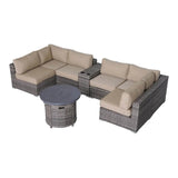 8 - Piece Weather - Resistant Grey Wicker Patio Sectional Set - Reposea - Omega Lifestyles
