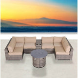 8 - Piece Weather - Resistant Grey Wicker Patio Sectional Set - Reposea - Omega Lifestyles