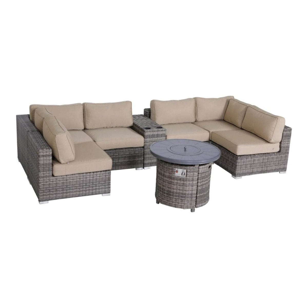 8 - Piece Weather - Resistant Grey Wicker Patio Sectional Set - Reposea - Omega Lifestyles