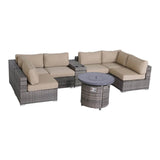 8 - Piece Weather - Resistant Grey Wicker Patio Sectional Set - Reposea - Omega Lifestyles