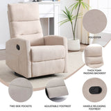 Beige Medium - Firm Rocking Swivel Manual Recliner Chair - Reposea - Omega Lifestyles