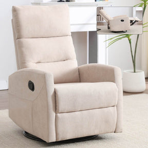 Beige Medium-Firm Rocking Swivel Manual Recliner Chair - Omega Lifestyles