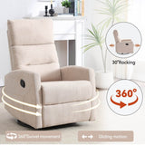 Beige Medium - Firm Rocking Swivel Manual Recliner Chair - Reposea - Omega Lifestyles