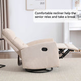 Beige Medium - Firm Rocking Swivel Manual Recliner Chair - Reposea - Omega Lifestyles
