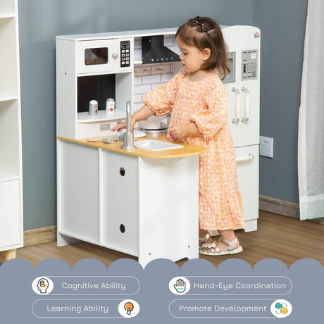Educational Large White Silver MDF Kids Play Kitchen Set - Reposea - Omega Lifestyles