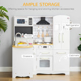 Educational Large White Silver MDF Kids Play Kitchen Set - Reposea - Omega Lifestyles