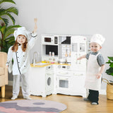 Educational Large White Silver MDF Kids Play Kitchen Set - Reposea - Omega Lifestyles