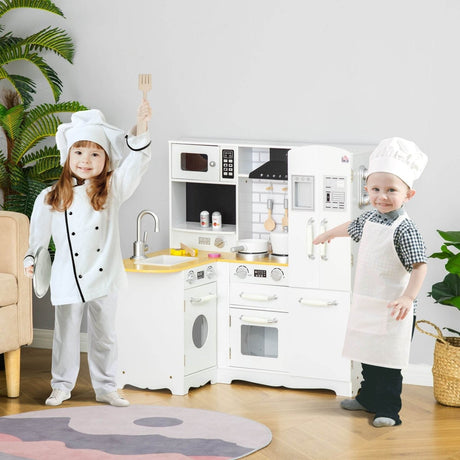 Educational Large White Silver MDF Kids Play Kitchen Set - Reposea - Omega Lifestyles