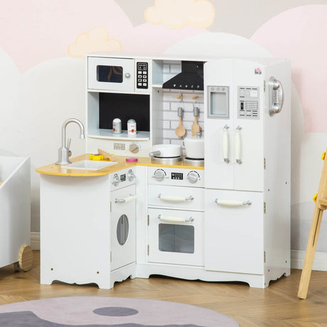 Educational Large White Silver MDF Kids Play Kitchen Set - Reposea - Omega Lifestyles