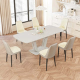 Expandable MDF Dining Table Set With Six PU Chairs - Omega Lifestyles