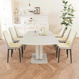 Expandable MDF Dining Table Set With Six PU Chairs - Omega Lifestyles